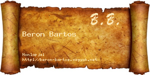 Beron Bartos névjegykártya
